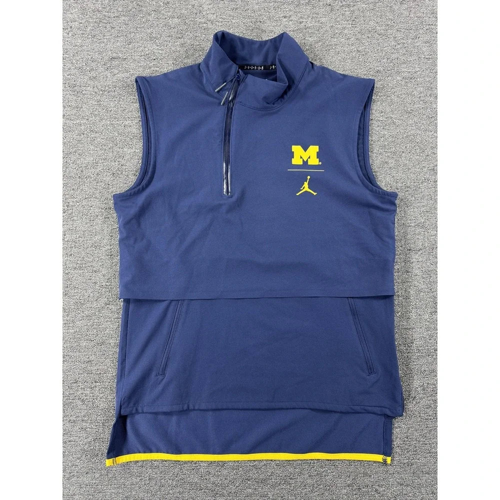 Michigan‎ Wolverines Vest Mens Small Blue NCAA Football Jordan Nike Shield